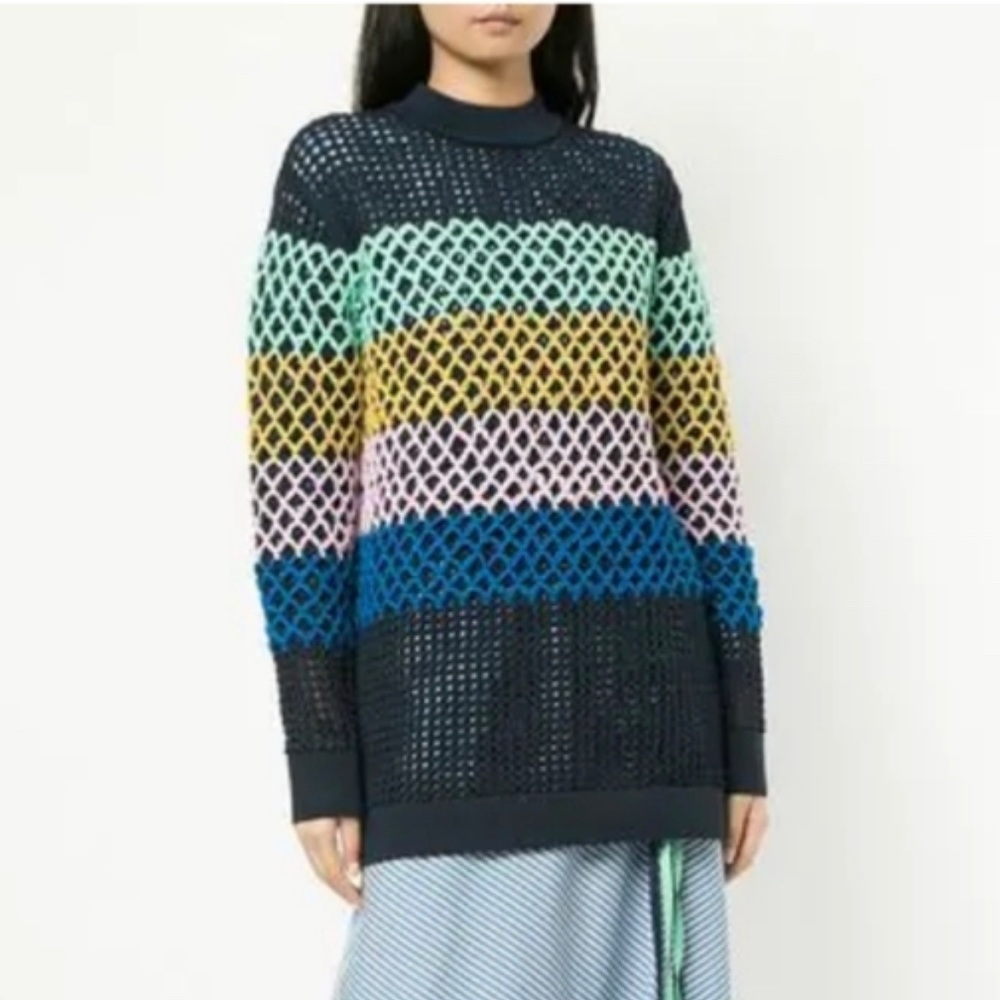 Tibi - crochet stripe oversized sweater - NWOT